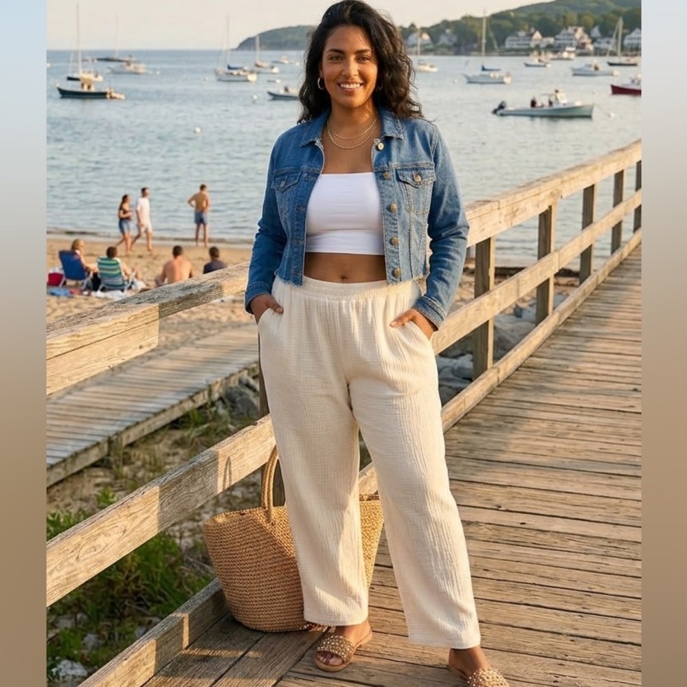Mono B Wide Leg Cream Pants